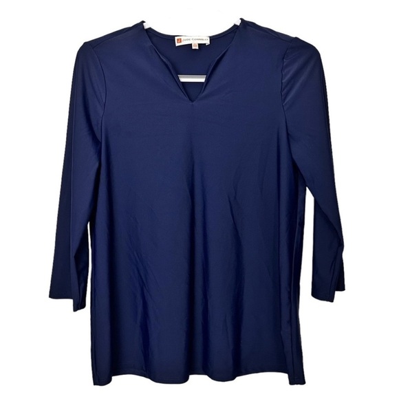 Jude Connally Navy Blue Stretch V-Neck Top - Picture 5 of 5
